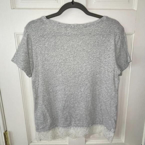 J.Crew Lace Bottom Tee Gray Womens S - Picture 7 of 7